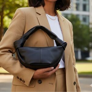 Like New Bottega Veneta Nappa Mini Double Knot Bag Black